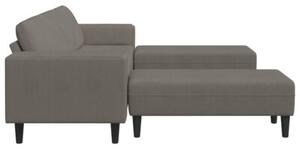 Nowoczesna sofa w ksztaÅcie u z sztruksowym obiciem, jasnoszara, dla 4 osÃ³b