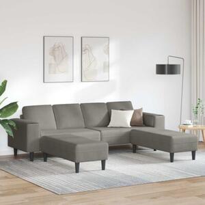 Nowoczesna sofa w ksztaÅcie u z sztruksowym obiciem, jasnoszara, dla 4 osÃ³b