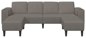 Nowoczesna sofa w ksztaÅcie u z sztruksowym obiciem, jasnoszara, dla 4 osÃ³b