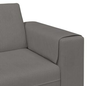 Nowoczesna sofa w ksztaÅcie u z sztruksowym obiciem, jasnoszara, dla 4 osÃ³b