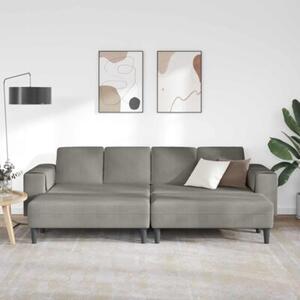 Nowoczesna sofa w ksztaÅcie u z sztruksowym obiciem, jasnoszara, dla 4 osÃ³b