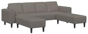 Nowoczesna sofa w ksztaÅcie u z sztruksowym obiciem, jasnoszara, dla 4 osÃ³b