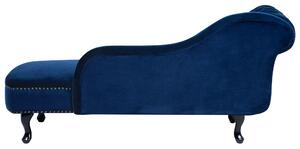 Szezlong pikowany tapicerowany welurowy lewostronny niebieski Nimes Beliani