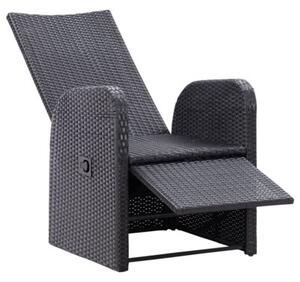 Rozkładane krzesła ogrodowe, poduszki, 2 szt., czarny rattan pe