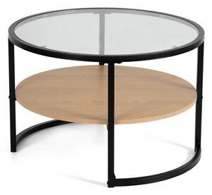 Czarno-naturalny okrągły stolik w dekorze dębu ø 68 cm Zanu – Bonami Essentials