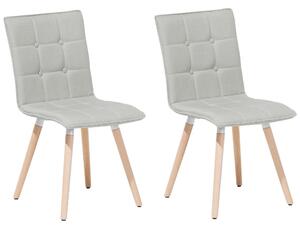 Zestaw 2 krzeseł do jadalni szary nowoczesny tapicerowany drewniane nogi Brooklyn Beliani