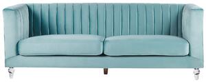 Sofa 3-osobowa jasnoniebieska tapicerowana welurowa ozdobne przezroczyste nóżki Arvika Beliani