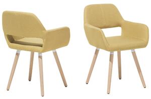 Zestaw 2 krzeseł żółty tapicerowane drewniane nogi do jadalni Chicago Beliani