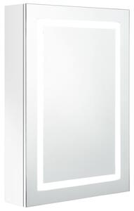Szafka łazienkowa z lustrem i LED, lśniąca biel, 50x13x70 cm