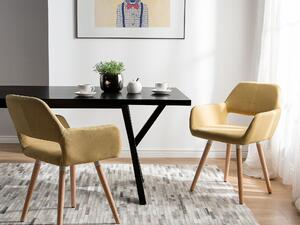 Zestaw 2 krzeseł żółty tapicerowane drewniane nogi do jadalni Chicago Beliani