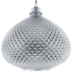 Lampa wisząca sufitowa owalny szklany klosz w stylu glamour srebrna Madon Beliani