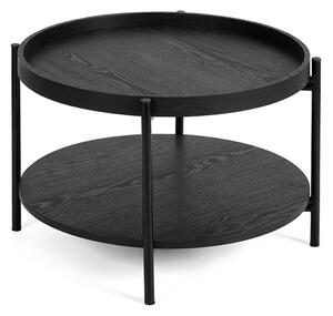 Czarny okrągły stolik w dekorze dębu ø 64 cm Hagen – Bonami Essentials