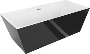 Mexen Lita wanna wolnostojąca 170 x 75 cm, biała/czarna, przelew chrom - 52121707575