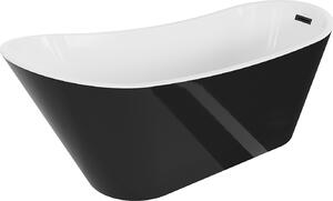 Mexen Alta wanna wolnostojąca 170 x 75 cm, biała/czarna, przelew czarny - 52141707575-B