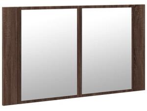 Szafka łazienkowa z lustrem i LED, brązowy dąb, 80x12x45, akryl