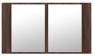 Szafka łazienkowa z lustrem i LED, brązowy dąb, 80x12x45, akryl