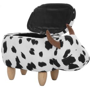 Pufa zwierzak czarno-biała w łaty ze schowkiem dla dzieci drewniane nóżki Cow Beliani
