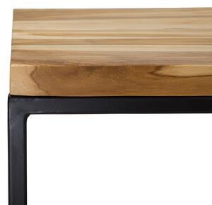 Stolik kawowy jasne drewno tekowe metalowa czarna rama 40 x 100 cm Provo II Beliani