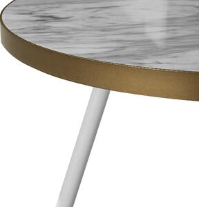 Nowoczesny stolik kawowy okrągły 61 cm na trzech nogach złoty biały Ramona Beliani