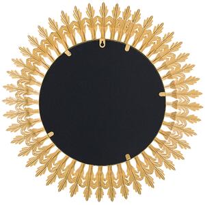 Metalowe okrągłe lustro ścienne 60 cm ozdobne złote do przedpokoju Vorey Beliani