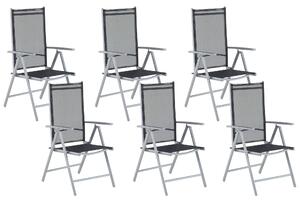 Zestaw 6 krzeseł ogrodowych czarny siatka aluminium regulowane oparcia Catania Beliani