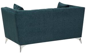Sofa welurowa niebieska 2-osobowa srebrne metalowe nóżki z poduszkami Gaula Beliani