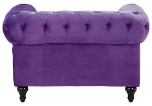 Nowoczesny fotel tapicerowany welurowy pikowany fioletowy Chesterfield Beliani