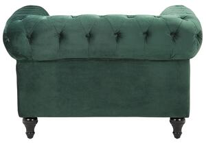 Nowoczesny fotel tapicerowany welurowy pikowany zielony Chesterfield Beliani