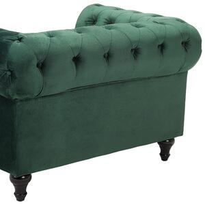 Nowoczesny fotel tapicerowany welurowy pikowany zielony Chesterfield Beliani