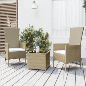 Zestaw Mebli Ogrodowych Komplet Wypoczynkowy Z Poduszkami 3-Częściowy Beżowy Rattan Na Taras Balkon Ogród