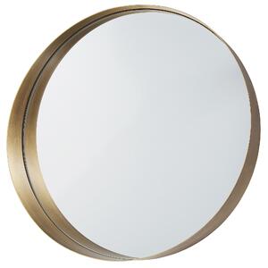 Nowoczesne lustro minimalistyczne okrągłe mosiądz przedpokój łazienka Piney Beliani