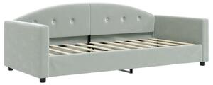 Sofa z funkcją spania, jasnoszara, 90x190 cm, obita aksamitem