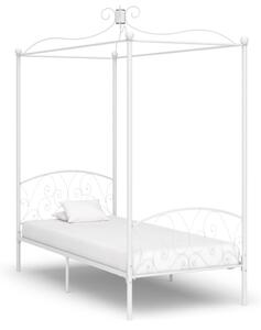 Rama łóżka z baldachimem, biała, metalowa, 90 x 200 cm