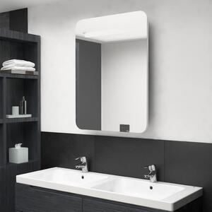 Szafka łazienkowa z lustrem i LED, biel z połyskiem 60x11x80 cm