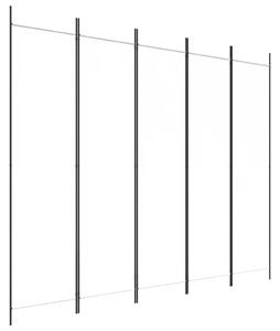 Parawan 5-panelowy, biały, 250x200 cm, tkanina