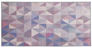Dywan prostokątny z geometrycznym wzorem 80 x 150 cm niebiesko-szary Kartepe Beliani