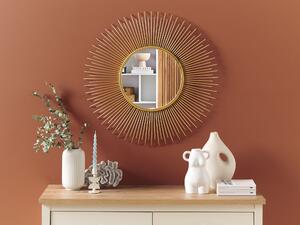 Okrągłe lustro ścienne 80 cm w stylu glamour metalowe złote Cilly Beliani