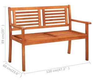 Dwuosobowa ławka ogrodowa, 120 cm, lite drewno eukaliptusowe