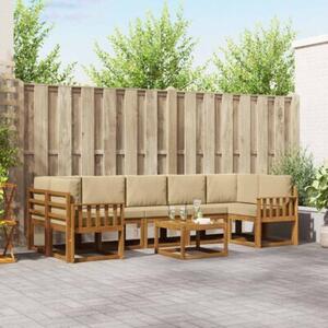 Zestaw sof na zewnątrz z poduszką 8 szt. naturalny i beżowy