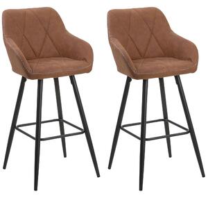 Zestaw 2 krzeseł barowych brązowy metalowe nogi pikowanie Darien Beliani