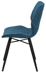 Zestaw 2 krzeseł niebieskich tapicerowanych pikowanych czarne metalowe nogi Lisle Beliani