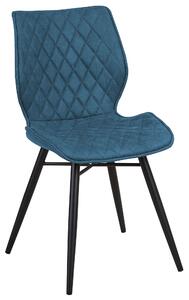 Zestaw 2 krzeseł niebieskich tapicerowanych pikowanych czarne metalowe nogi Lisle Beliani