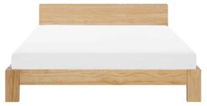 Drewniane łóżko rama 160x200 ze stelażem i wezgłowiem jasne drewno sosnowe Royan Beliani