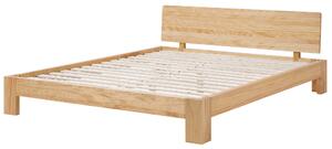 Drewniane łóżko rama 180x200 ze stelażem i wezgłowiem jasne drewno sosnowe Royan Beliani