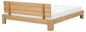 Drewniane łóżko rama 160x200 ze stelażem i wezgłowiem jasne drewno sosnowe Royan Beliani
