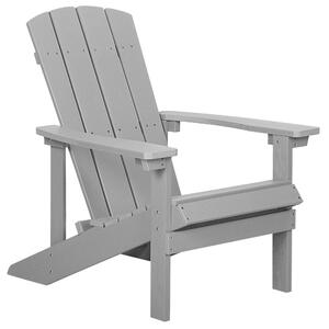 Krzesło imitacja drewna ogrodowe na ganek z podłokietnikami jasnoszare Adirondack Beliani