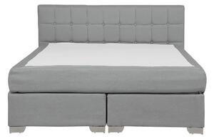 Nowoczesne łóżko kontynentalne 140x200cm z guzikami materiałowe jasnoszare Admiral Beliani