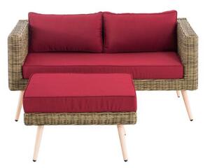 Molde sofa 2-osobowa z podnóżkiem Flynn rubinowa czerwień