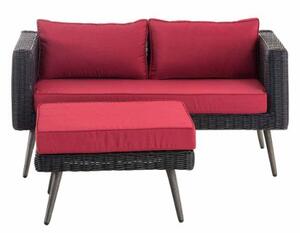 Molde sofa 2-osobowa z podnóżkiem Brennan rubinowa czerwień