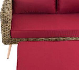 Molde sofa 2-osobowa z podnóżkiem Flynn rubinowa czerwień
